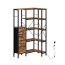 Corner Bookshelf With 4 Fabric Drawers 5 Tier Bedroom Rustic