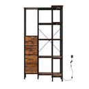 Corner Bookshelf With 4 Fabric Drawers 5 Tier Bedroom Rustic