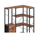 Corner Bookshelf With 4 Fabric Drawers 5 Tier Bedroom Rustic