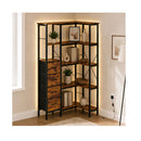 Corner Bookshelf With 4 Fabric Drawers 5 Tier Bedroom Rustic