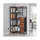 Corner Bookshelf With 4 Fabric Drawers 5 Tier Bedroom Rustic