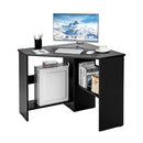 Black Corner Computer Desk With Management Hole For Home Office