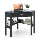 Corner Computer Desk With Drawer And Shelves For Office