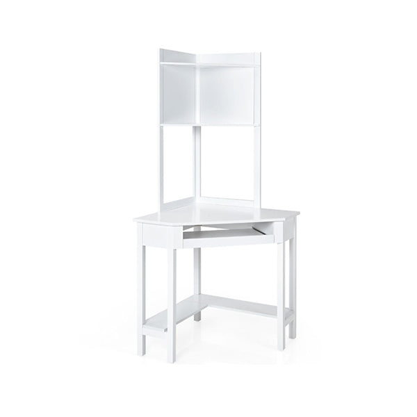 Corner Computer Desk With Hutch For Study And Writing White