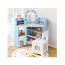 Corner Kids Vanity With Lights And 3 Storage Shelves Blue