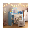Corner Kids Vanity With Lights And 3 Storage Shelves Blue