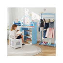 Corner Kids Vanity With Lights And 3 Storage Shelves Blue