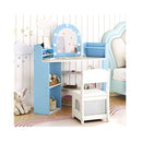Corner Kids Vanity With Lights And 3 Storage Shelves Blue