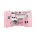 Corner Play Kitchen With Range Hood For Kids 3 Plus Years Old Pink