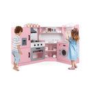 Corner Play Kitchen With Range Hood For Kids 3 Plus Years Old Pink