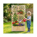 Corner Raised Garden Bed With Trellises For Climbing Plants Natural