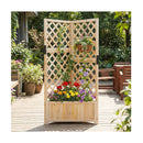 Corner Raised Garden Bed With Trellises For Climbing Plants Natural