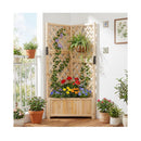 Corner Raised Garden Bed With Trellises For Climbing Plants Natural