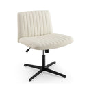 Criss Cross Legged Chair No Wheels With Wide Padded Seat Beige