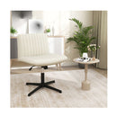 Criss Cross Legged Chair No Wheels With Wide Padded Seat Beige