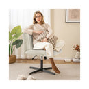 Criss Cross Legged Chair No Wheels With Wide Padded Seat Beige