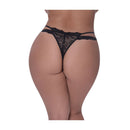 Cross Strap Split Thong Black
