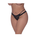 Cross Strap Split Thong Black