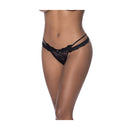 Cross Strap Split Thong Black