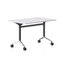Cyclone Flip Top Table 1200 X 600Mm White Top Black And Aluminium Base