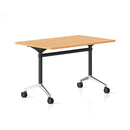 Cyclone Flip Top Table 1200 X 600Mm Beech Top Black And Aluminium Base