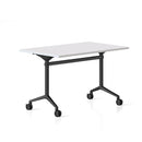 Cyclone Flip Top Table 1500 X 750Mm Natural White Top All Black Base