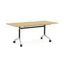 Cyclone Flip Top Table 1800 X 750Mm Oak Top Black And Aluminium Base