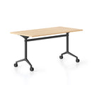 Cyclone Flip Top Table 2100 X 750Mm Oak Top Black All Over Base
