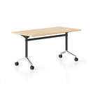 Cyclone Flip Top Table 2100 X 750Mm Oak Top Black And Aluminium Base