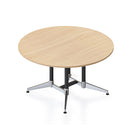 Cyclone Round Meeting Table 1500Mm Dia Oak Top Black And Aluminum Base
