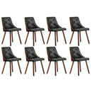 8x Wooden Dining Chairs Faux Leather Padded Black