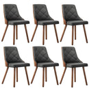 Wooden Dining Chairs Faux Linen fabric Padded Seatx6