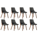 Wooden Dining Chairs Faux Linen fabric Padded Seat x8