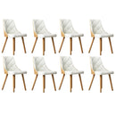 8x Wooden Dining Chairs Faux Leather Padded White