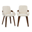 2x Dining Bentwood Chairs PU Leather Kitchen Beige