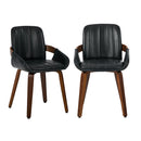 2x Dining Bentwood Chairs PU Leather Kitchen Black