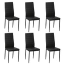 6PCS Dining Chairs High-Back Faux Leather Black