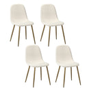 4x Dining Chairs Sherpa White and Golden