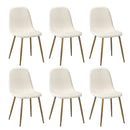 6x Dining Chairs Sherpa White and Golden