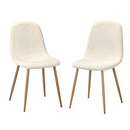 2x Dining Chairs Sherpa White and Wooden