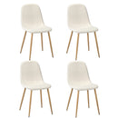 4x Dining Chairs Sherpa White and Wooden