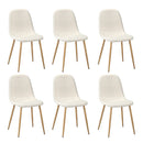 6x Dining Chairs Sherpa White and Wooden