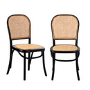 Dining Chair Rattan Seats Wood & Black
