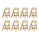 8x Dining Chairs Folding Rattan Chair Wooden