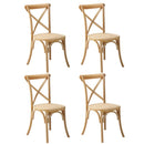 4PCS Crossback Dining Chair Ratan Seat Natural