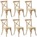 6PCS Crossback Dining Chair Ratan Seat Natural