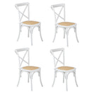 4PCS Crossback Dining Chair Ratan Seat White