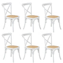 6PCS Crossback Dining Chair Ratan Seat White