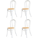 4x Wooden Dining Chair Ratan Seat White