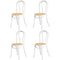 4x Wooden Dining Chair Ratan Seat White